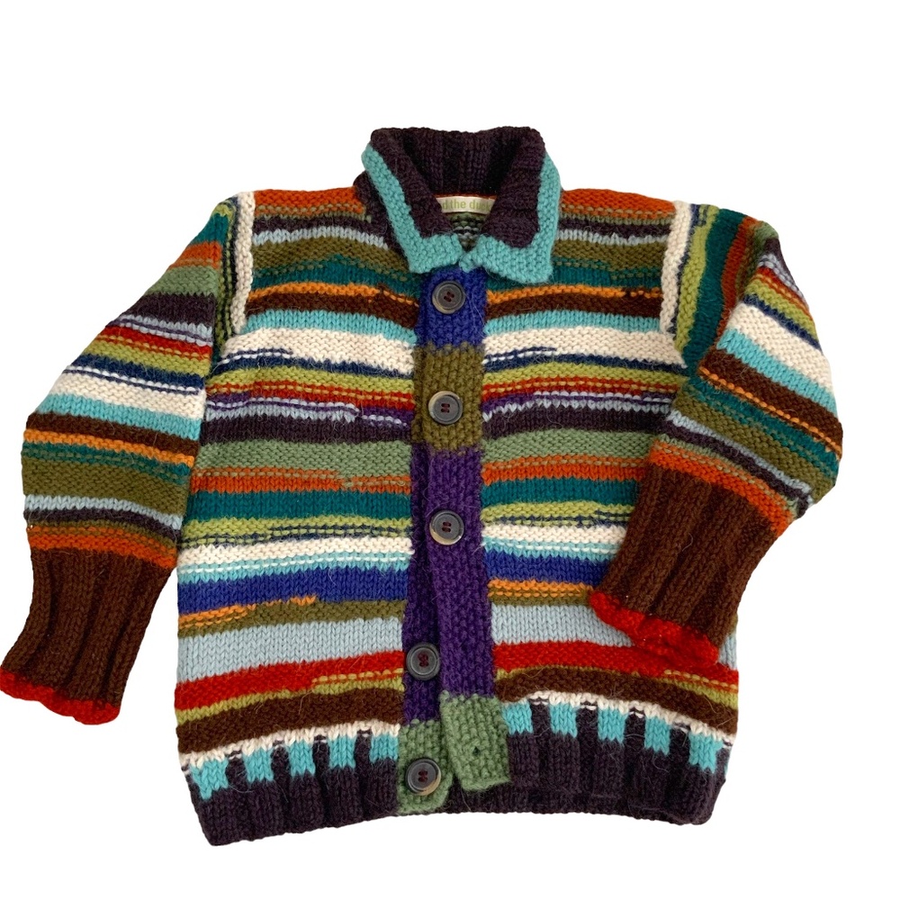 BU AND THE DUCK YUMMY SWEATER SZ: 8 YEARS FALL COLOURS FINE WOOL KNIT